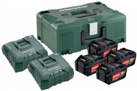 Metabo 18V aku sada 4x 5,2Ah + 2x nabjeka ASC Ultra Basic-Set + Metaloc