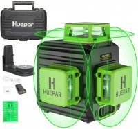 Huepar B03CG 3x 360° zelený křížový laser + držák + destička + kufr