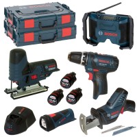 Tool Set 5-dln sada GSA GST GML GLI GSR +  3x 10,8V  2,0Ah + 2x L-Boxx Bosch