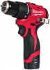 Milwaukee M12 BLPDRC-202C aku pklepov vrtaka, 2x aku 2.0Ah M12 B2 + C12 C + kufr, 4933500422