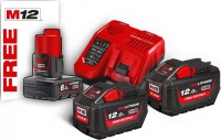 Milwaukee M18 HNRG-122 sada nabjeky a akumultoru  2x 18V/12.0Ah + 1x 18V/6.0Ah + rychlonabjeka 4933464261