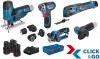 Bosch 0615A0017D aku sada GSR + GOP + GHO + GWS + GST ​​+ GBA (2x 2,0 Ah + 1x 3,0 Ah) + GAL + XL-BOXX