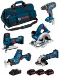 Bosch 0615990L59 aku sada GSR 18V-28 + GST 18 V-LI S + GWS 18-125V-LI + GKS 18 V-LI + GSA 18V-LI C + 3x 4,0 Ah + nabjeka + taka