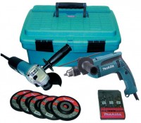 MEU043 vrtaka HP1640 + bruska hlov 9557HN Makita