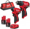 Milwaukee M12 BLPP2D-202B aku sada nad (M12 BLDDRC + M12 BLIDRC), 2x aku M12 B2, nabjeka M12 C12 C, taka, 4933500139