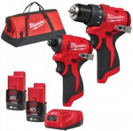 Milwaukee M12 BLPP2D-202B aku sada nad (M12 BLDDRC + M12 BLIDRC), 2x aku M12 B2, nabjeka M12 C12 C, taka, 4933500139