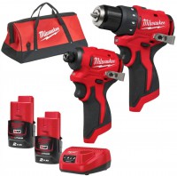 Milwaukee M12 BLPP2D-202B aku sada nad (M12 BLDDRC + M12 BLIDRC), 2x aku M12 B2, nabjeka M12 C12 C, taka, 4933500139