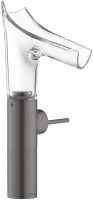 Axor Starck V jednopkov umyvadlov baterie 220 s vtokem z kilovho skla – Brushed Black Chrome