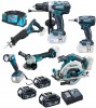 Makita DLX6076T aku sada DHP458 + DHS680 + DGA504 + DTD146 + DJR181 + lampa