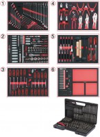 KS Tools 713.0598 souprava univerz�ln�ch syst�mov�ch vlo�ek pro 6 z�suvek, 598-d�ln� sada pr�miov�ho n��ad�