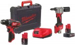 MILWAUKEE M12 BDD-201C sada - kompaktn roubovk + aku ntovac klet + akumultor M12