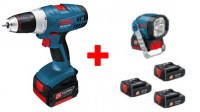GSR 14,4 V-LI aku �roubov�k + 3 aku + GLI lampa Bosch