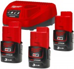 Milwaukee M18 NRG-303 aku nabjec sada, 3x M12 B3, nabjeka M12 C12 C, 4933459207