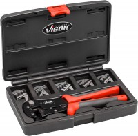 VIGOR V2499N sada p�kov�ch krimpovac�ch kle�t� s v�m�nn�mi vlo�kami, 6-d�ln�