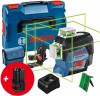 Bosch GLL 3-80 CG laser kov zelen + 2x aku 12 V + L-Boxx