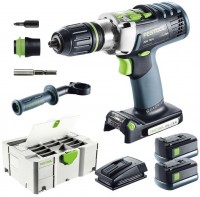 PDC 18/4 Li 5,2-Plus aku vrtaka s pklepem 2x 18V/5.2Ah, Systainer SYS 2 DF T-LOC Festool