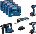 Bosch Professional 18V profi elektriksk aku sada GSR + GDX + GBH + GOP + 4x L-Boxx